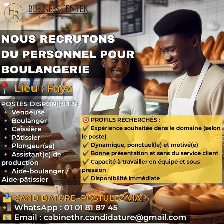 RECRUTEMENT DU PERSONNEL DE BOULANGERIE