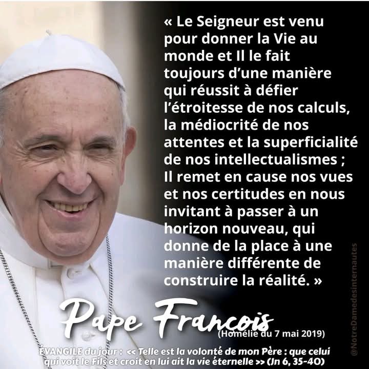 RETOUR EN ÉGLISE,7 MAI 2019 : HOMÉLIE DU PAPE FRANÇOIS