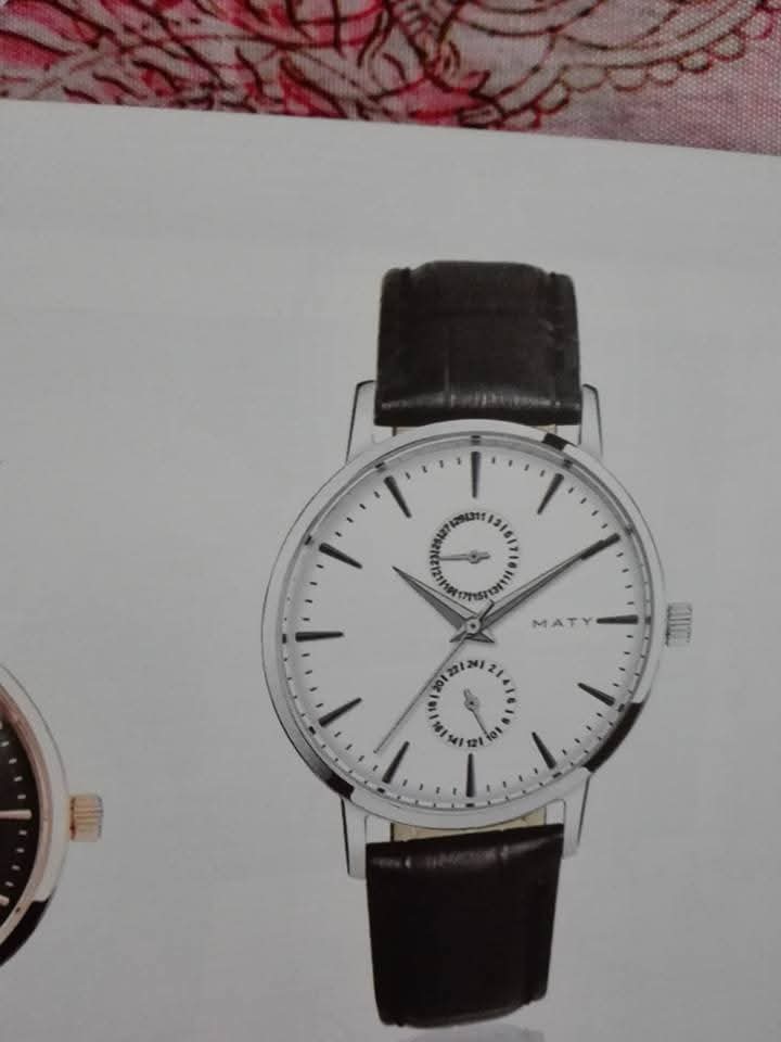 MONTRE CADRAN BLANC EN CUIR