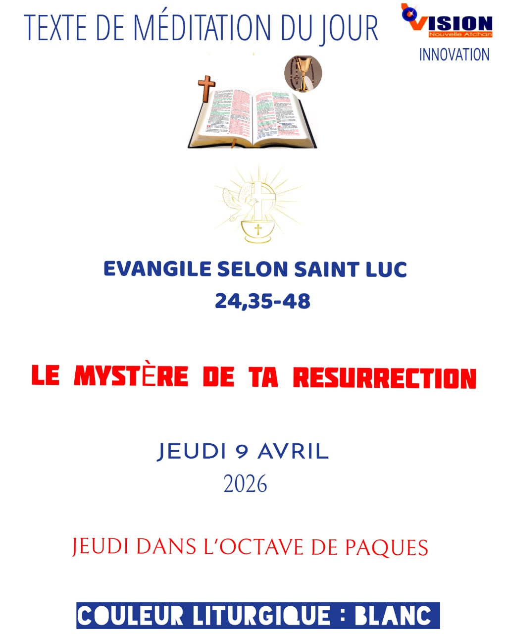 MÉDITATION DU JEUDI 9 AVRIL 2026