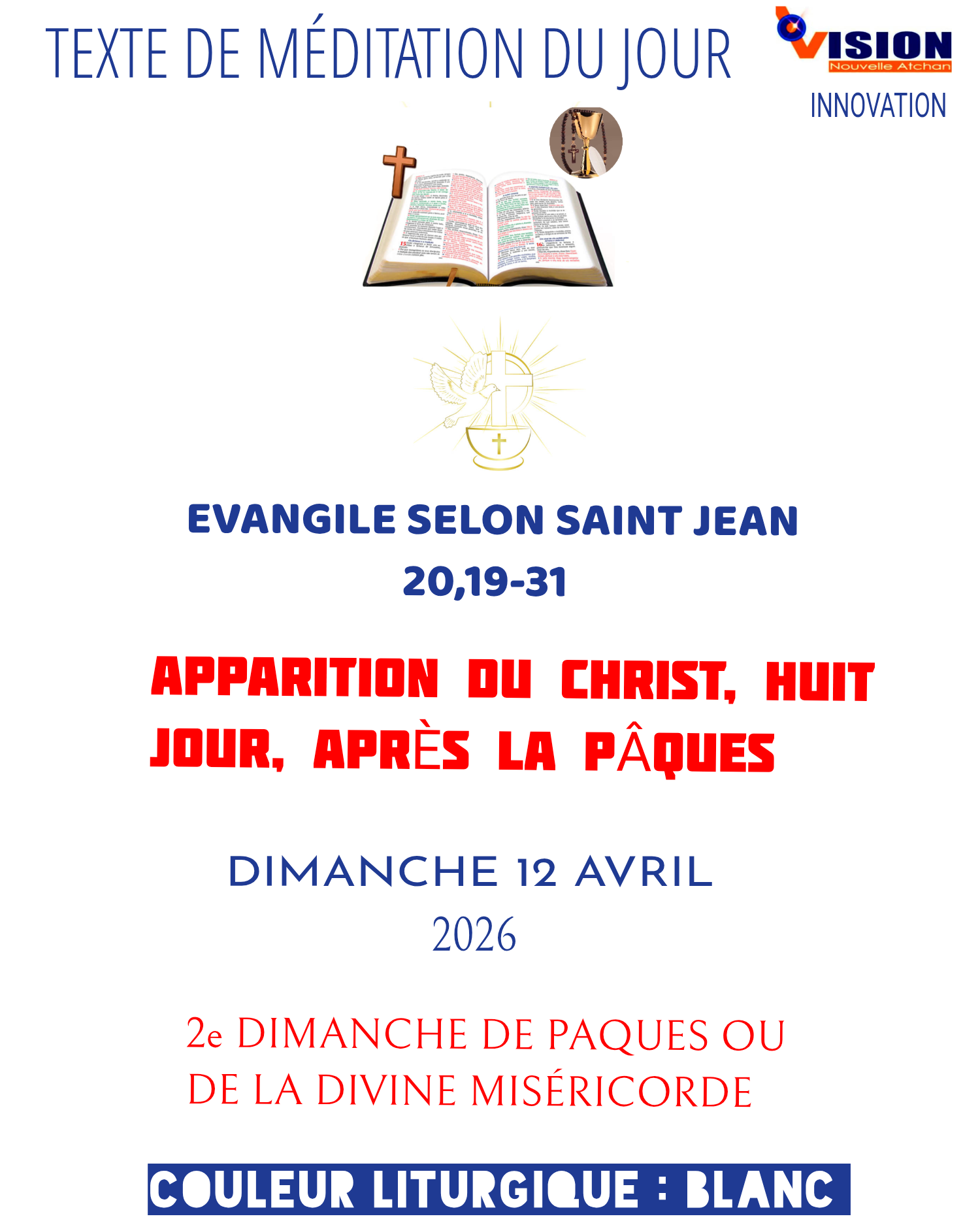 MÉDITATION DU DIMANCHE 12 AVRIL 2026