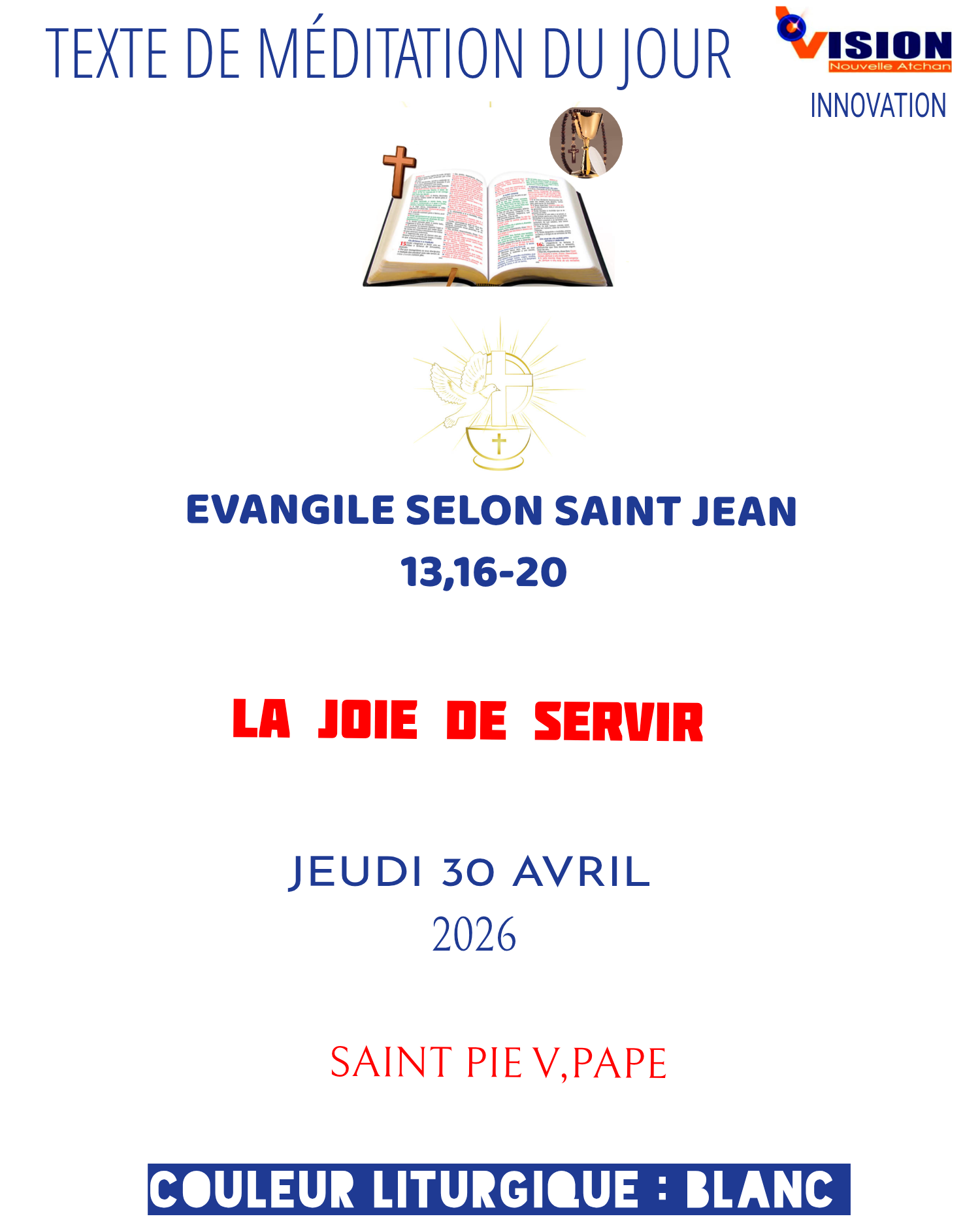 MÉDITATION DU JEUDI 30 AVRIL 2026