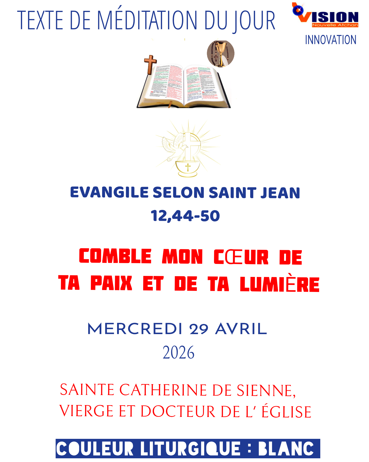 MÉDITATION DU MERCREDI 29 AVRIL 2026