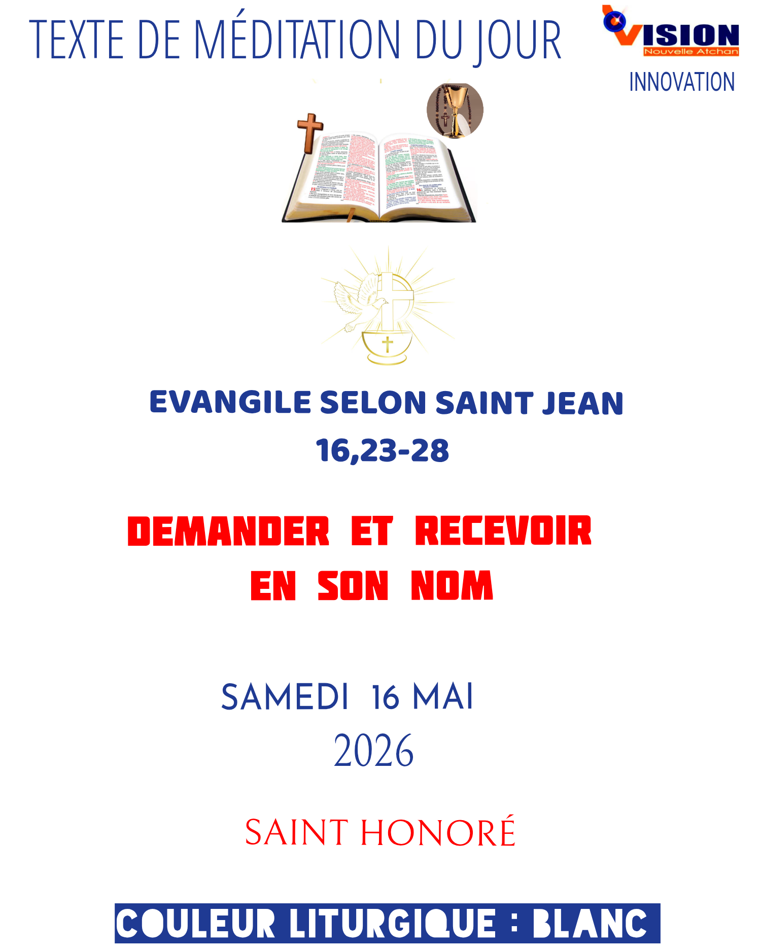 MÉDITATION DU SAMEDI 16 MAI 2026