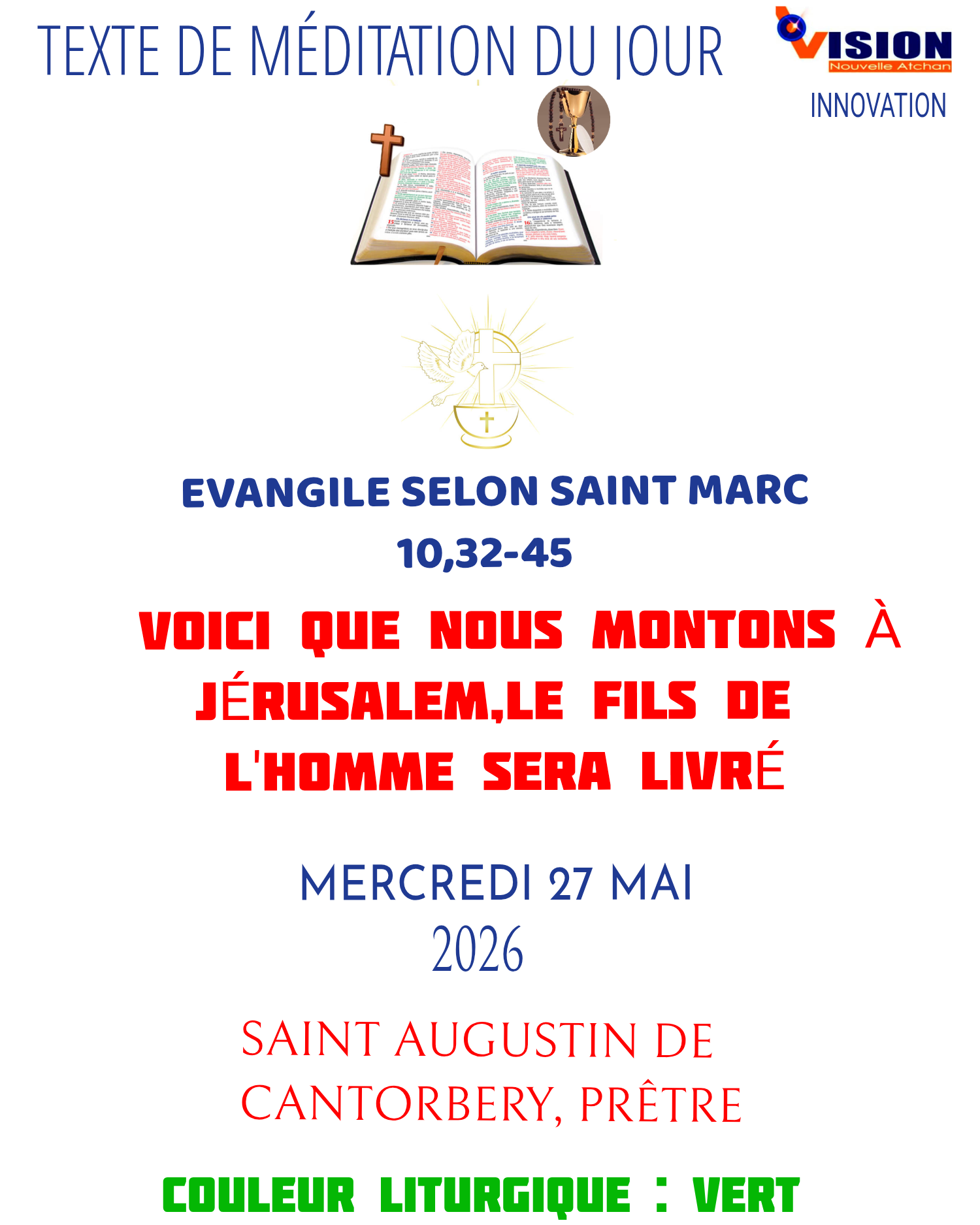 MÉDITATION DU MERCREDI 27 MAI 2026