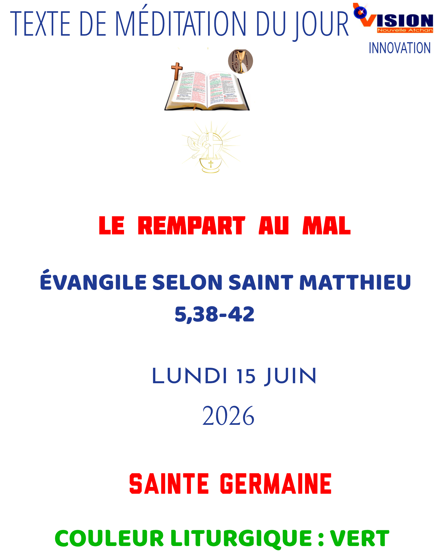 MÉDITATION DU LUNDI 15 JUIN 2026